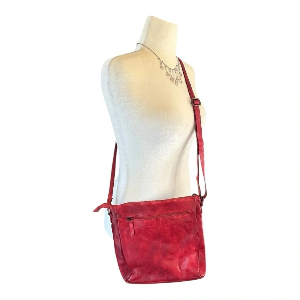 Braided Leather Crossbody Bag Purse Casual Genuine Leather 11” x 11” Red… - Picture 14 of 15